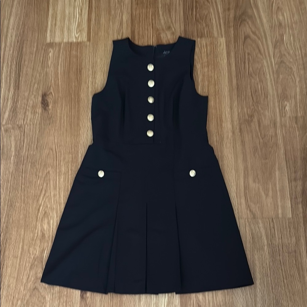 J. Crew Black and Gold Pleated A-Line Mini Dress